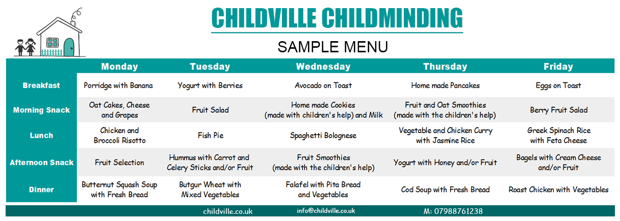 Our Menu at ChildVille